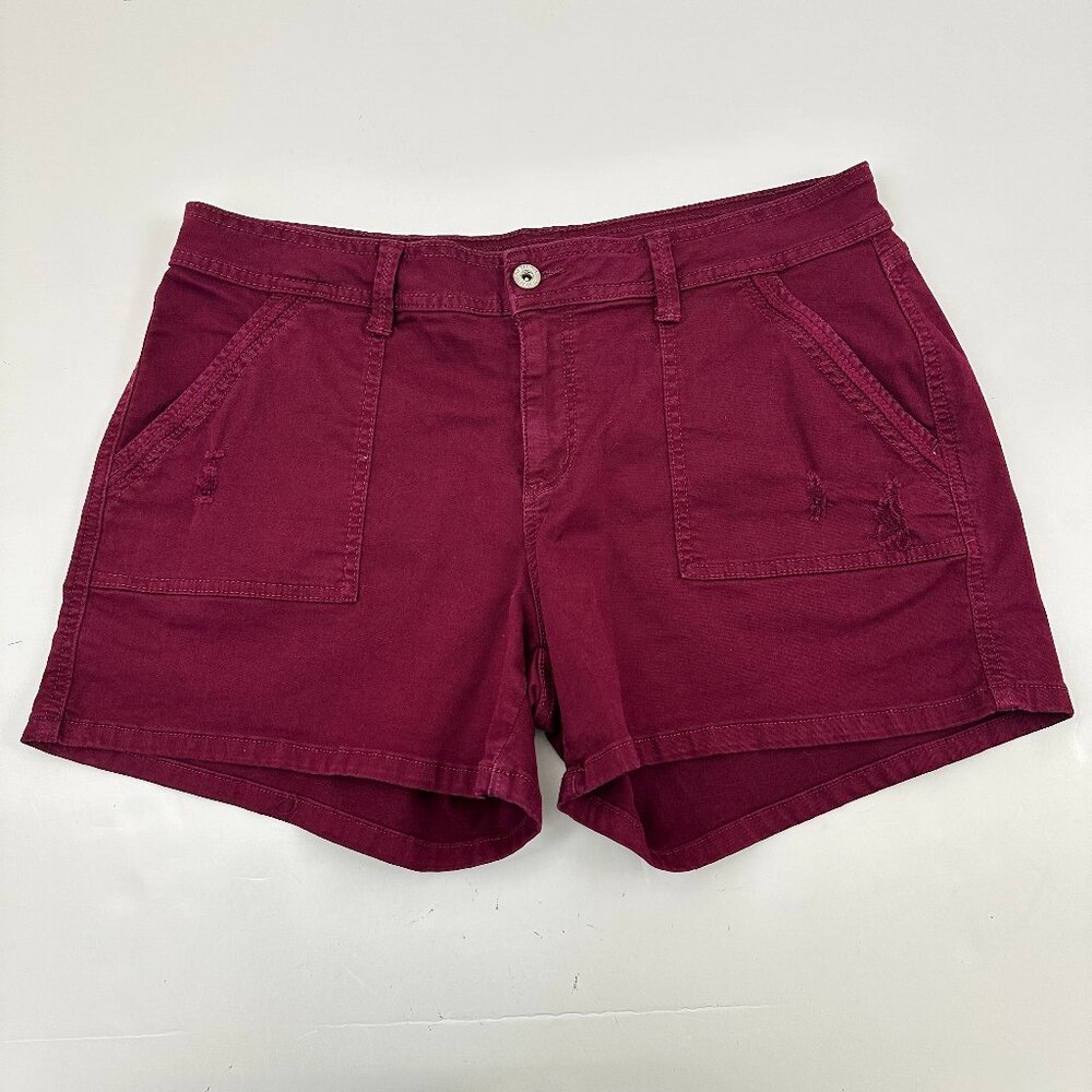 Arizona Utility Distressed 4" Inseam Women's‎ size 15 Red Denim Jeans